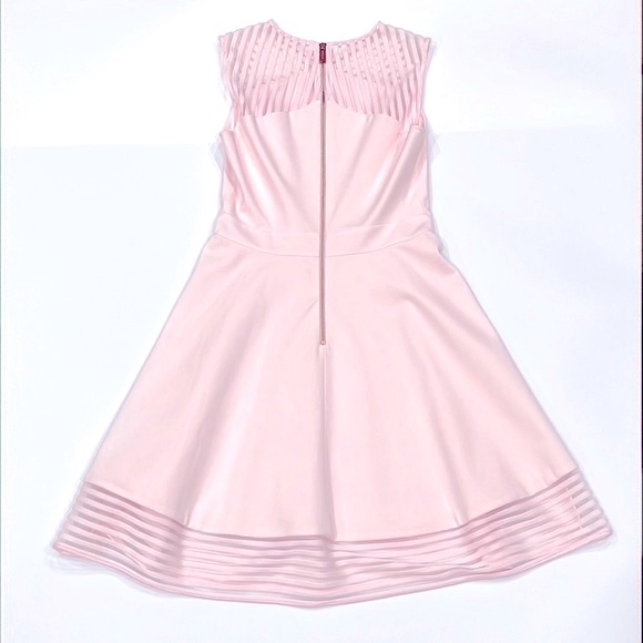 Ted Baker Eleese Mesh Detail Skater Baby Pink Dress - Picture 3 of 10